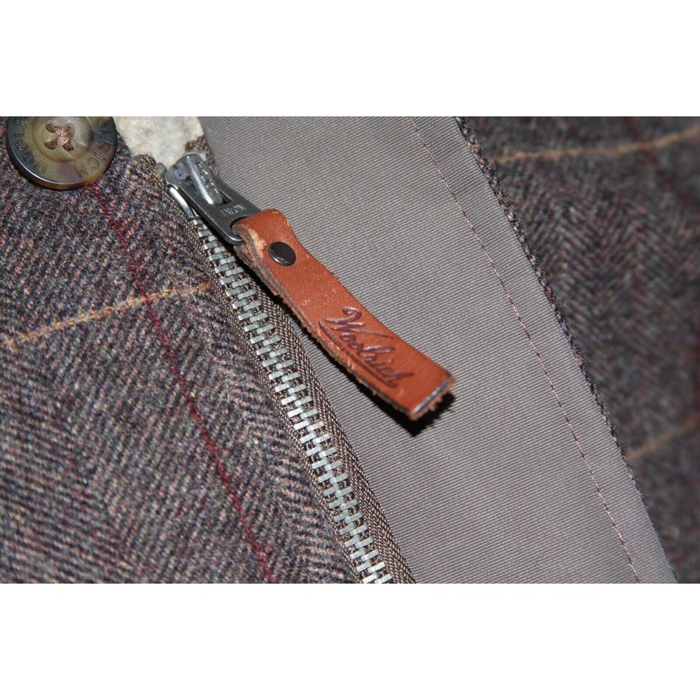 VTG Woolrich Wool Herringbone Check Brown Men's Vest‎ Sherpa Lined Sz XL Grandpa - Picture 12 of 16